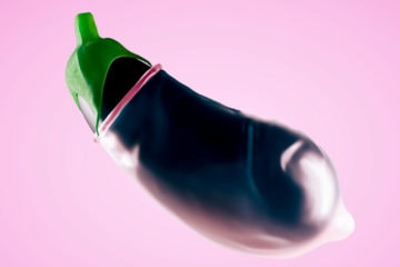 Condoms on an eggplant
